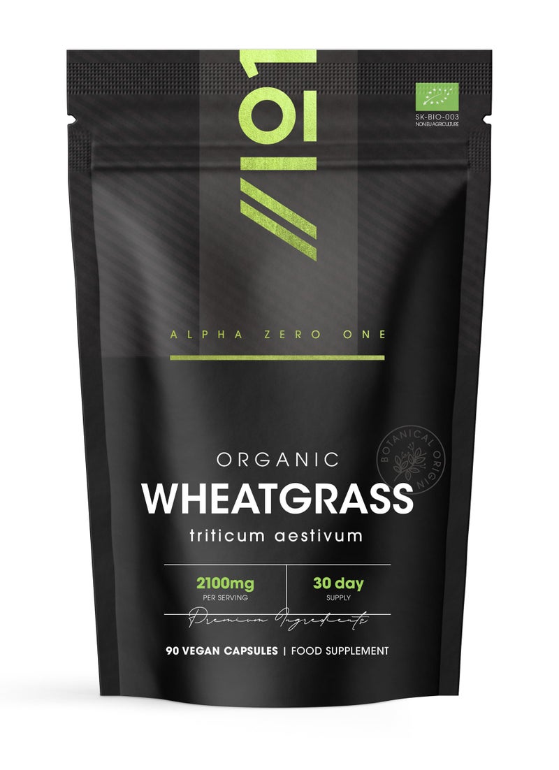 ALPHA01 Organic Wheatgrass 2100mg - High Strength Triticum Aestivum Supplement - 90 Vegan Capsules - Resealable and Recyclable Pouch - by Alpha01 - Image 1